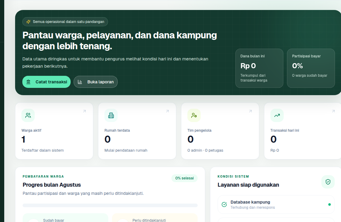 Detail antarmuka pusat kendali KampungDigital